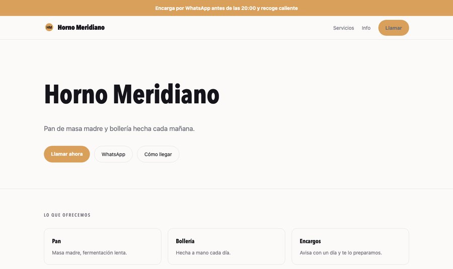 Web de panadería — Horno Meridiano