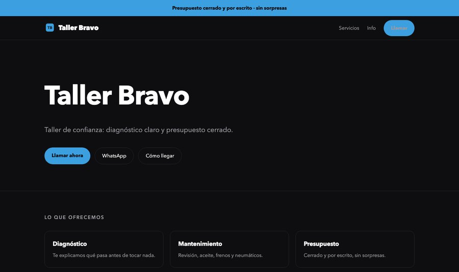 Web de taller — Taller Bravo